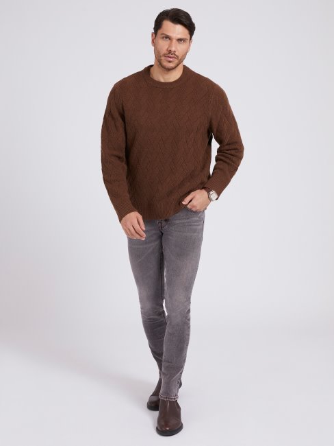 Guess Pull Marron En Laine Mélangée