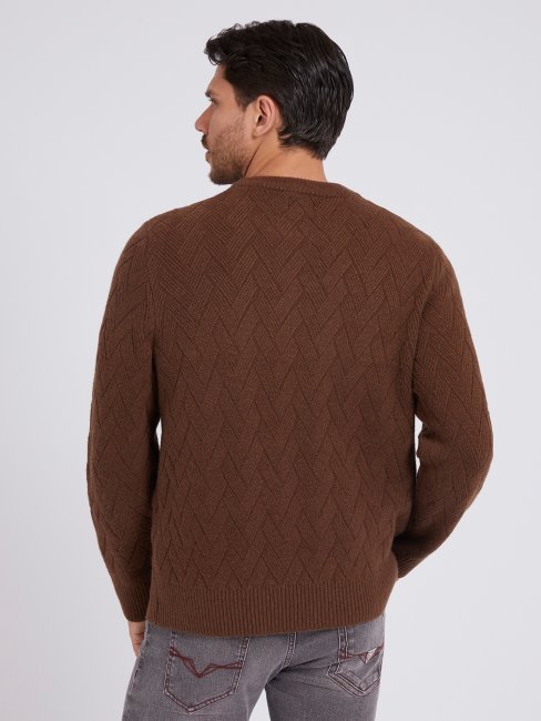 Guess Pull Marron En Laine Mélangée