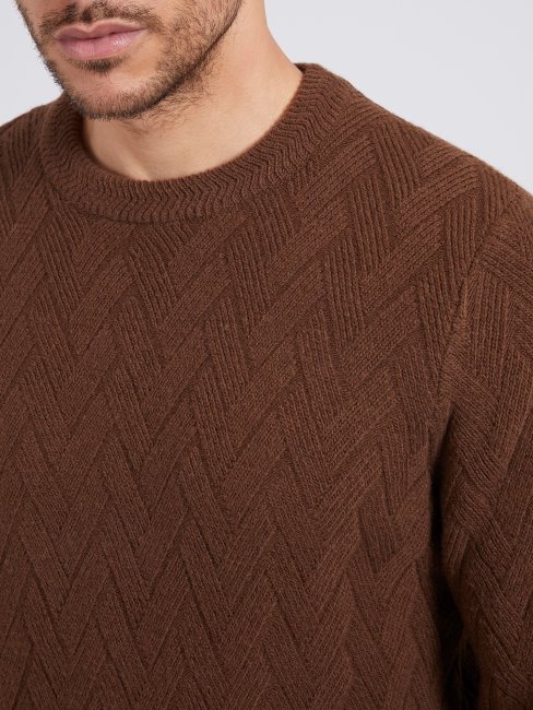 Guess Pull Marron En Laine Mélangée