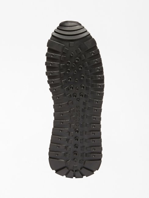 Guess Chaussures De Course Varese En Cuir Véritable Noir