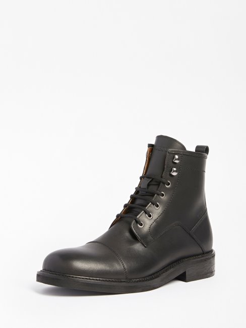 Bottes De Combat Arco En Véritable Cuir Noir Guess
