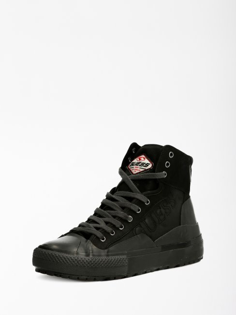 Ederle Baskets Montantes En Cuir Véritable Guess Noir