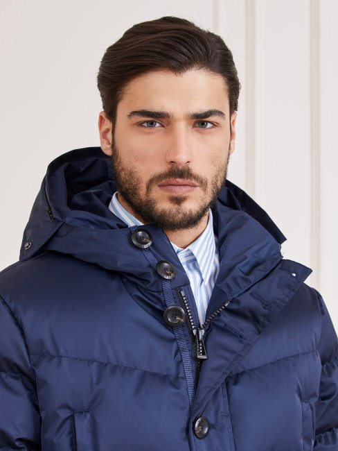 Doudoune Longue Bleue Guess Marciano En Duvet Véritable