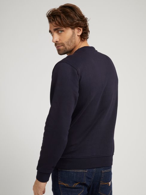 Sweat Bleu Logo Devant Guess