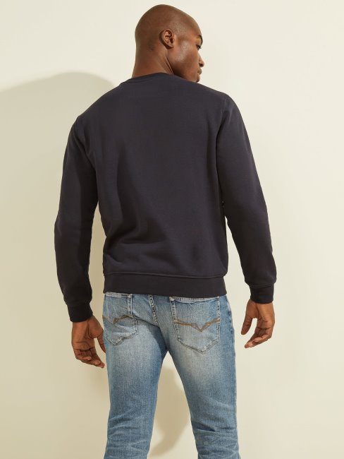 Sweat Bleu Logo Devant Guess