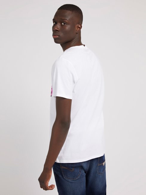 T-shirt Tie-dye Logo Guess Blanc