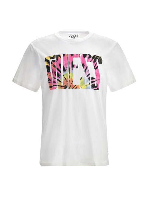 T-shirt Tie-dye Logo Guess Blanc