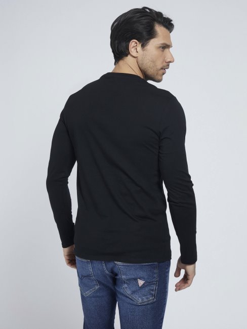 T-shirt Noir à Logo Triangle Guess