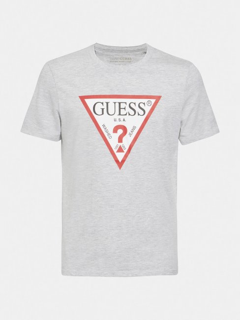 Tee Shirt Guess Gris Logo Triangle Nouvelle Tendance