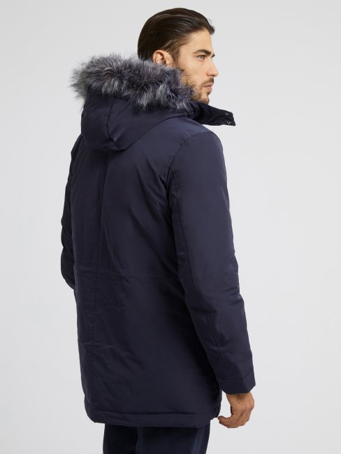 Parka En Duvet Véritable Bleu Guess