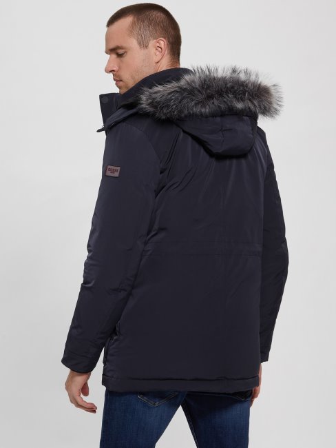 Parka En Duvet Véritable Bleu Guess