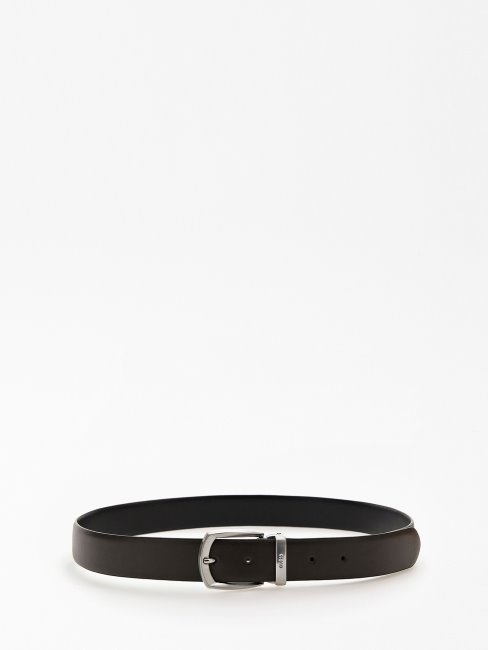 Guess Ceinture Réversible En Cuir Véritable Noir