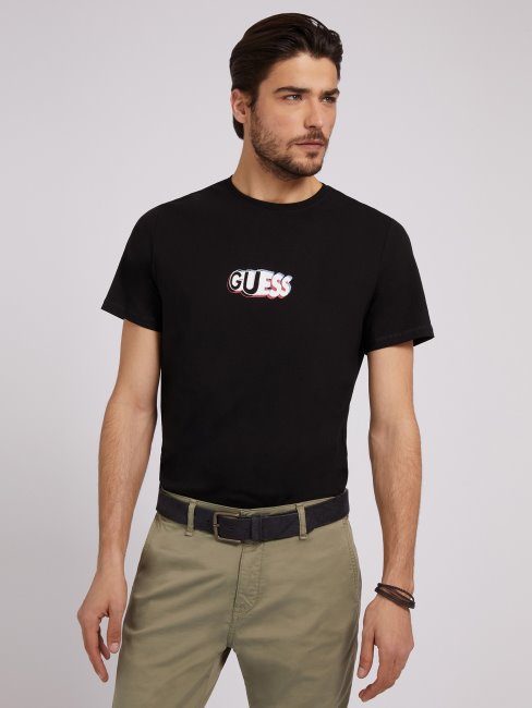T-shirt Logo Devant Guess Noir Nouvelle Tendance