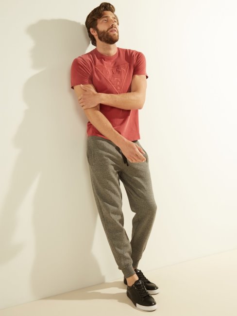 Tee Shirt Guess Logo Triangle Rouge Multi