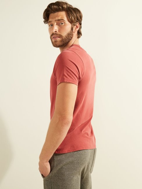 Tee Shirt Guess Logo Triangle Rouge Multi