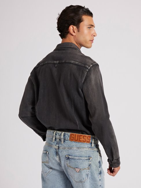 Chemise En Jean Coupe Slim Noire Guess