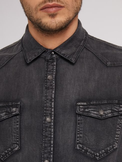 Chemise En Jean Coupe Slim Noire Guess