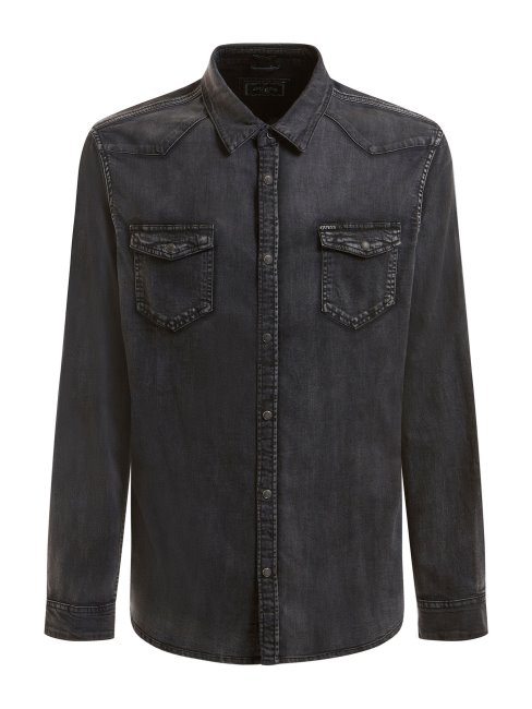 Chemise En Jean Coupe Slim Noire Guess