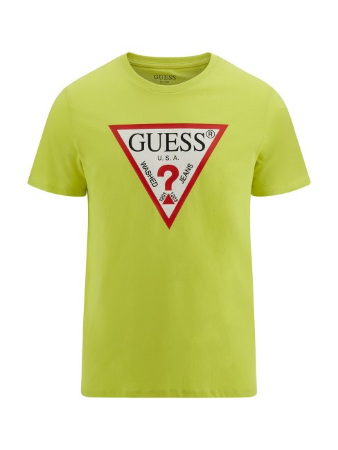 T-shirt Jaune à Logo Triangle Guess