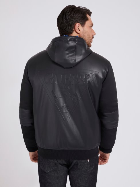 Blouson En Similicuir à Logo Guess Back