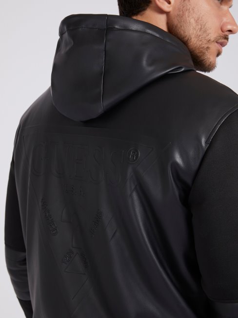 Blouson En Similicuir à Logo Guess Back