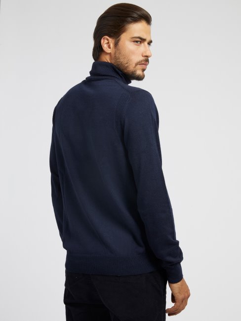 Guess Pull Col Roulé Bleu
