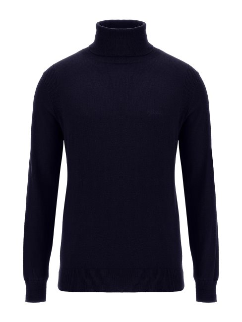 Guess Pull Col Roulé Bleu