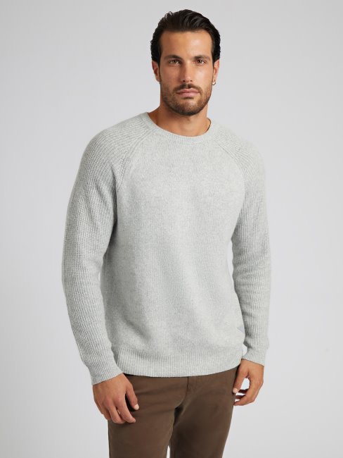 Pull Manches Côtes Gris Multi Guess