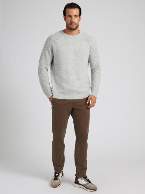 Pull Manches Côtes Gris Multi Guess