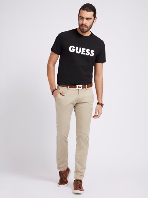 Tee Shirt Guess Noir Logo Sur Le Devant