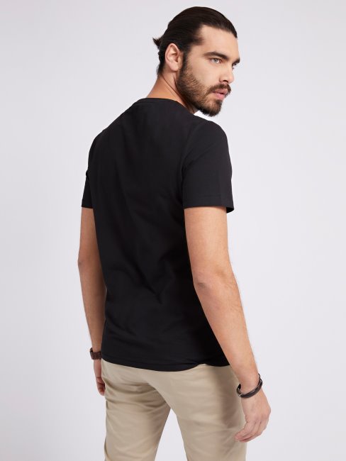 Tee Shirt Guess Noir Logo Sur Le Devant