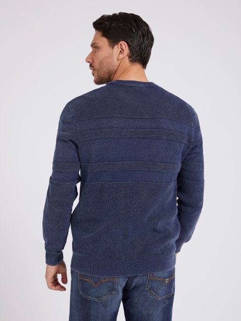 Guess Pull Rayé Bleu Foncé