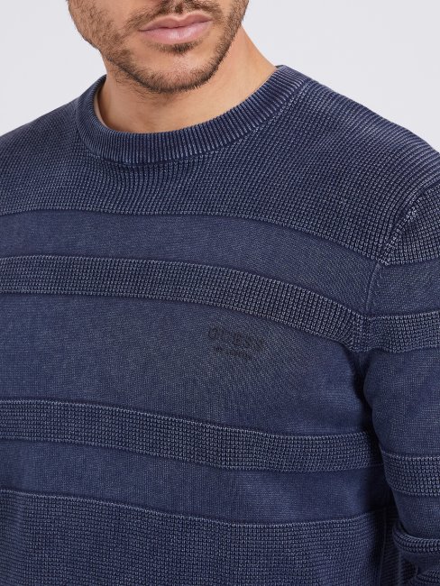 Guess Pull Rayé Bleu Foncé