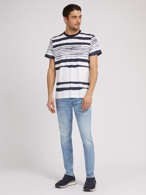 Tee Shirt Guess Rayé Blanc Multi