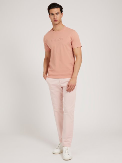 Tee Shirt Rose Logo Ton Sur Ton Guess