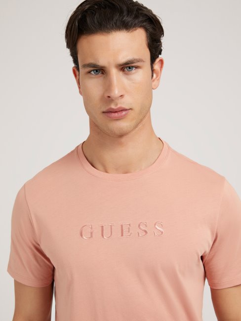 Tee Shirt Rose Logo Ton Sur Ton Guess