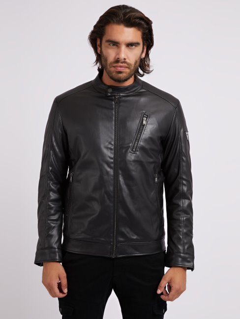 Veste De Motard En Similicuir Noir Guess
