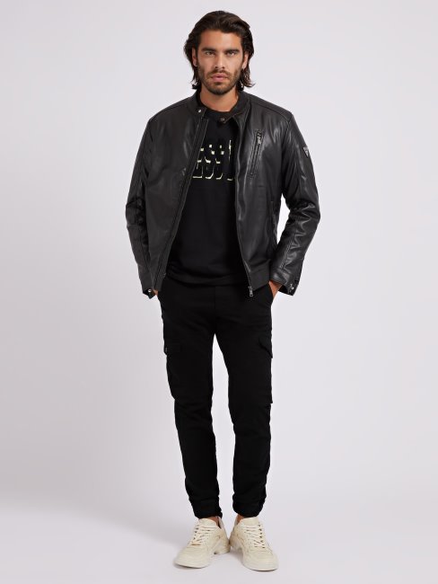 Veste De Motard En Similicuir Noir Guess