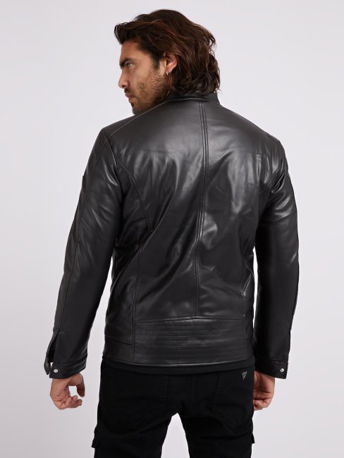Veste De Motard En Similicuir Noir Guess