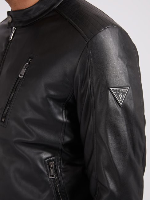 Veste De Motard En Similicuir Noir Guess