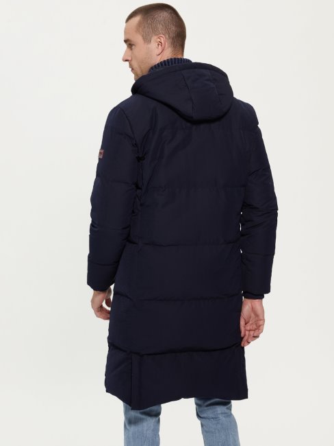 Guess Bleu Doudoune Longue En Couette Véritable