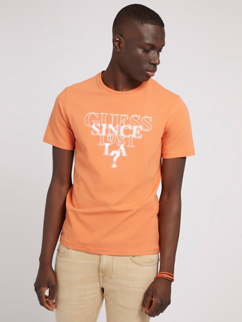 Tee Shirt Orange Logo Devant Guess