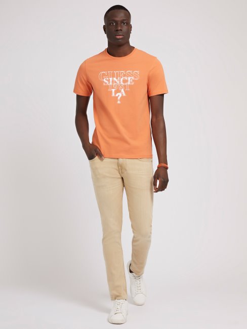 Tee Shirt Orange Logo Devant Guess