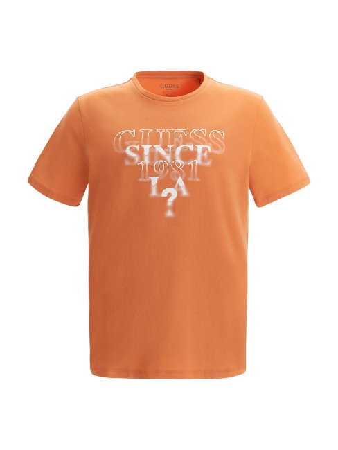 Tee Shirt Orange Logo Devant Guess