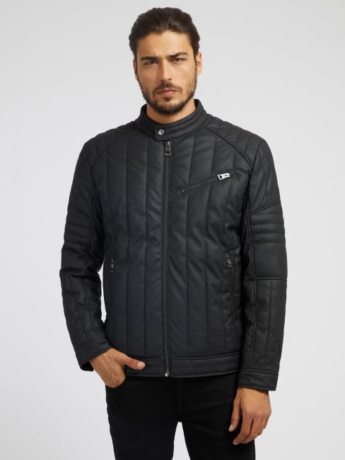 Blouson Motard Simili Cuir Guess Noir