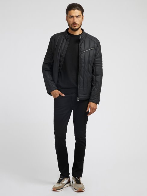 Blouson Motard Simili Cuir Guess Noir