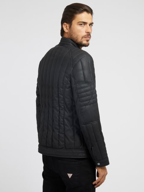 Blouson Motard Simili Cuir Guess Noir