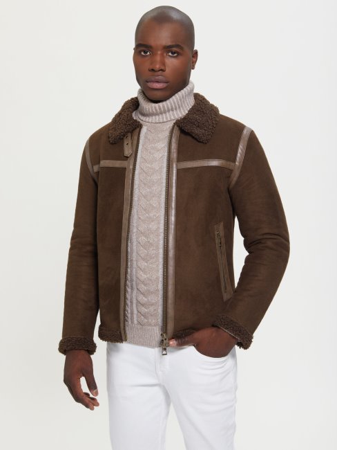 Veste En Faux Shearling Guess Marron