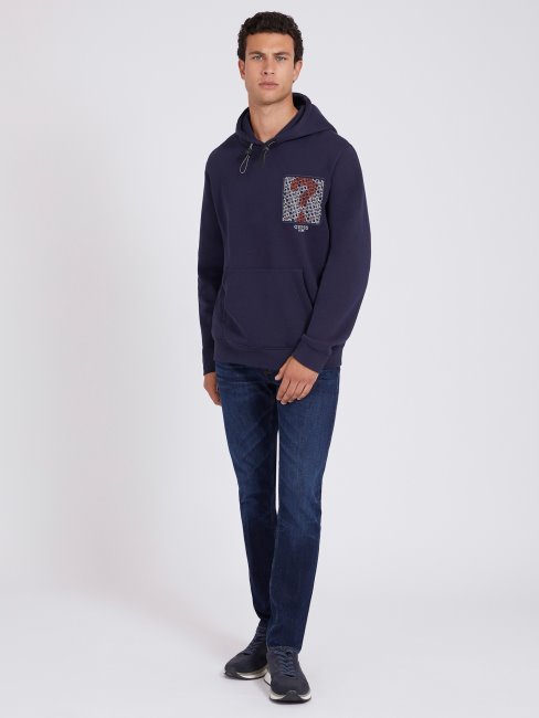 Sweat Bleu Guess à Patch Devant