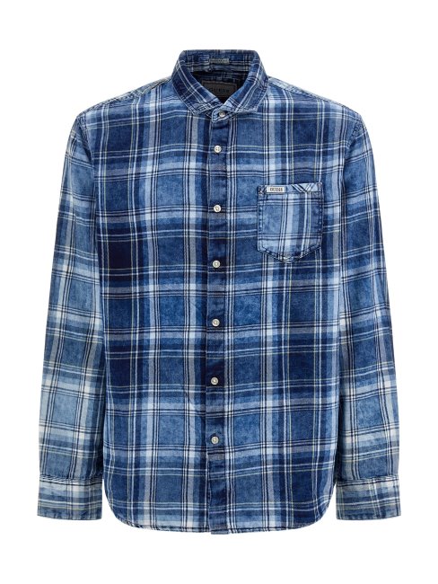 Chemise à Carreaux Macro Bleu Guess